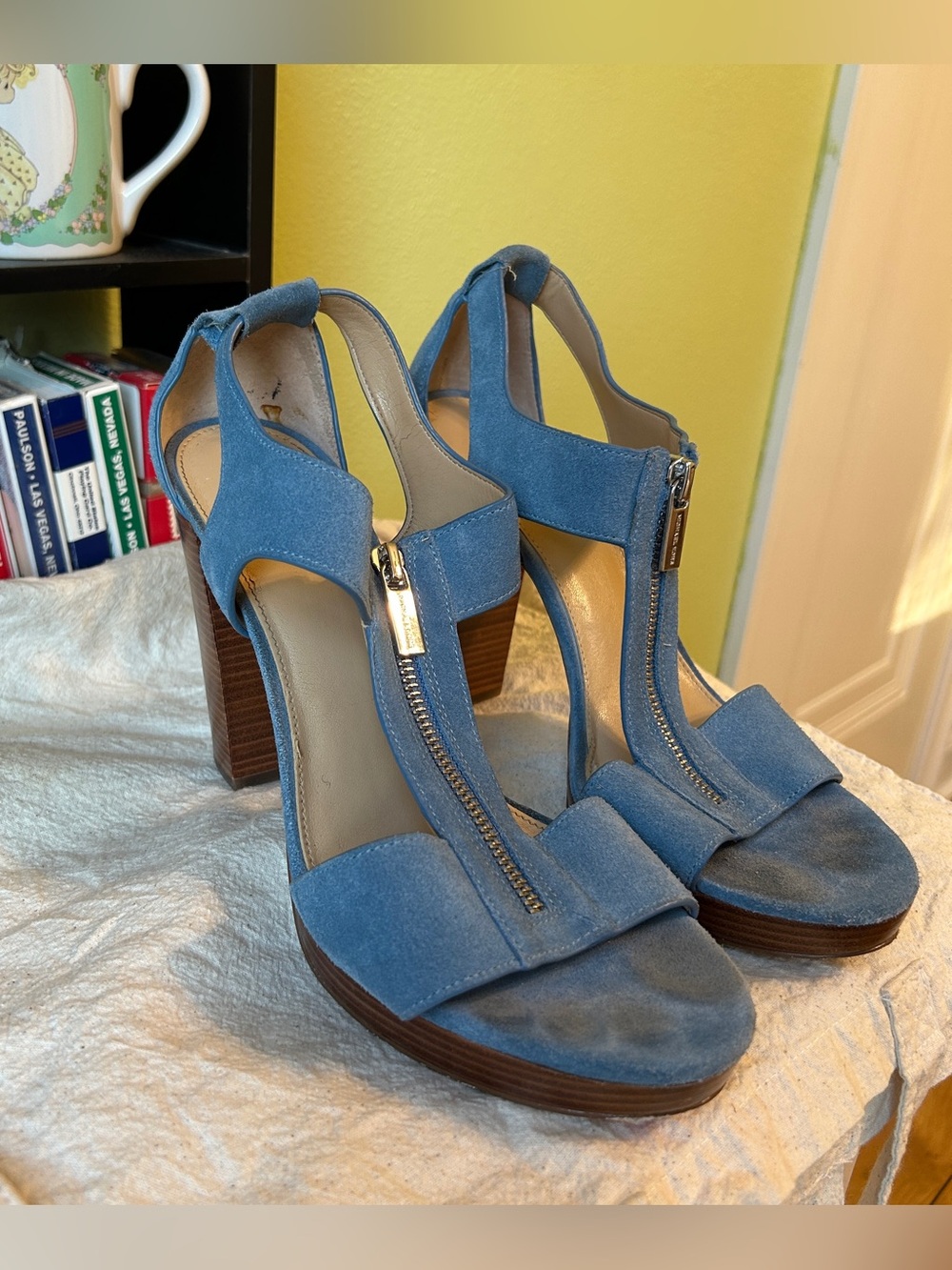 Michael Kors Blue Suede Zip Front Heels